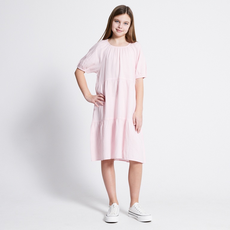 Linen blend frill dress "Sofia star 4" Pink